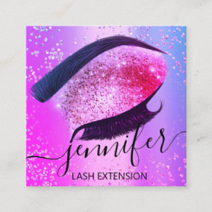 Cartão De Visita Quadrado Eyelash Professional Extensão Makeup Hot Pink
