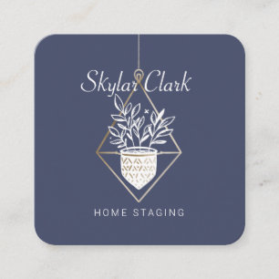 Cartão De Visita Quadrado Fábrica de casas de potes, em púrpura