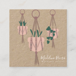 Cartão De Visita Quadrado Fábrica de Design de Arranjo de Macrame Fofo