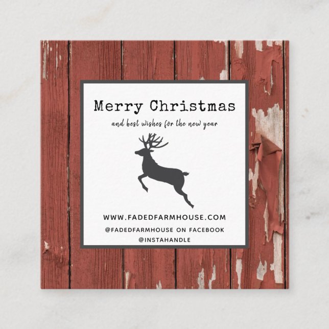 Cartão De Visita Quadrado Fábrica de madeiras em desgaste Feliz Natal (Frente)