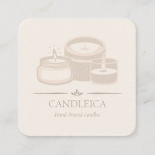 Cartão De Visita Quadrado Fabricante de Velas Minimalistas de Marfim Feitas