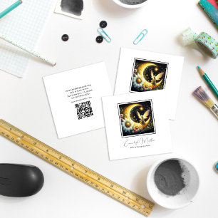 Cartão De Visita Quadrado Fada Wing Floral Moon Jewelry Delights