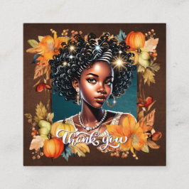 Cartão De Visita Quadrado Fallin' for Fall Gorgeous Girl Gratitude Enc. Card