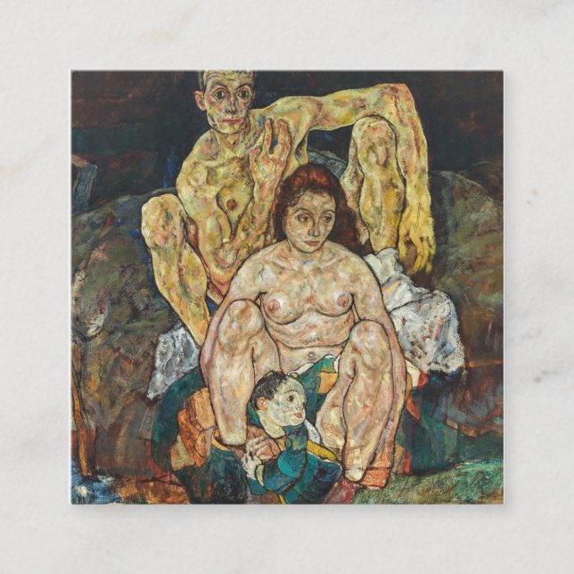 Cartão De Visita Quadrado Família Egon Schiele 1918 (Frente)