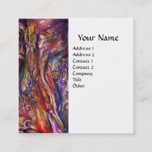 Cartão De Visita Quadrado Fantasia branca roxa cor-de-rosa de VIVIEN E de