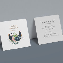 Cartão De Visita Quadrado Farinha de Lua Azul-Crescente