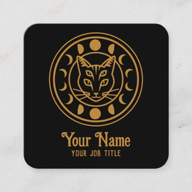 Cartão De Visita Quadrado Fases da Lua Witchy (Frente)