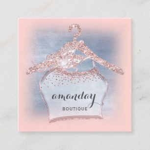 Cartão De Visita Quadrado Fashion Compra Diamante Azul Rosa