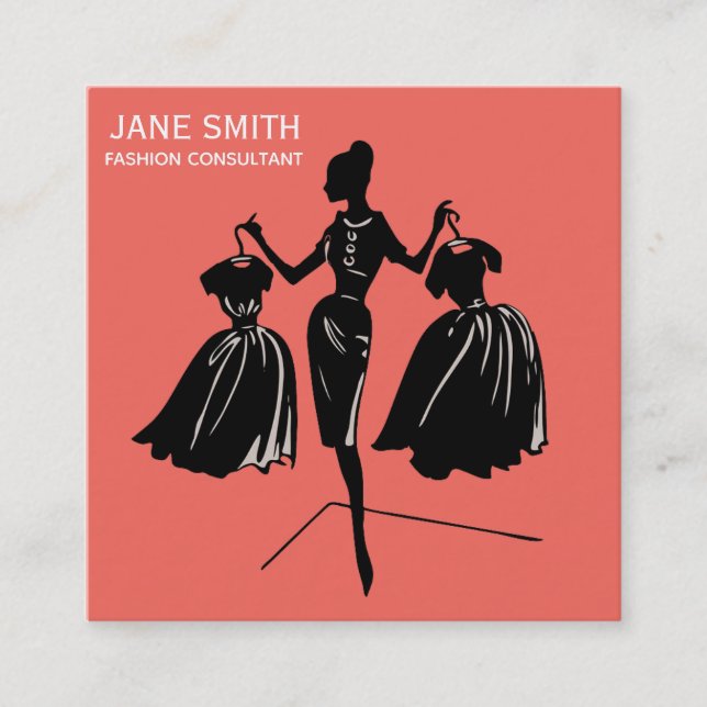 Cartão De Visita Quadrado Fashion Consultora freelance moderna (Frente)