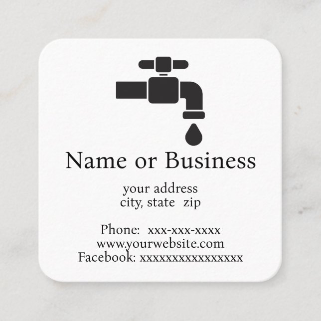 Cartão De Visita Quadrado Faucet de fuga (Frente)