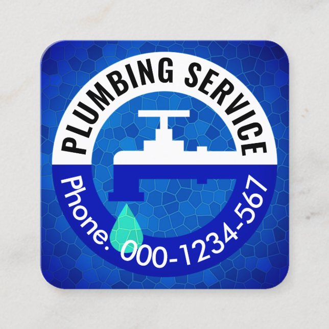 Cartão De Visita Quadrado Faucet De Fuga Na Água Cristal (Frente)