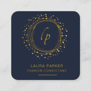 Cartão De Visita Quadrado Faux Confetti Mínimo Moderno abstrato Dourado