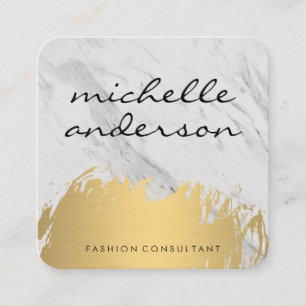 Cartão De Visita Quadrado Faux Dourado Bruted Lux Marble