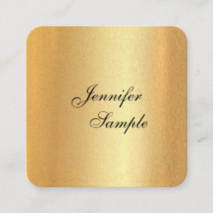 Cartão De Visita Quadrado Faux Dourado Elegant Manuscrito Modelo