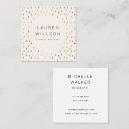 Cartão De Visita Quadrado Faux Foil Dourada Chuva Cai na Tendência