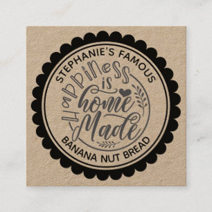 Cartão De Visita Quadrado Felicidade é Papel Kraft Vintage Caseiro