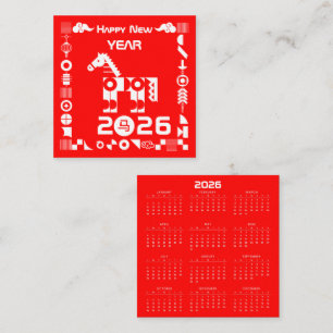 Cartão De Visita Quadrado Feliz ano novo de calendário 2026