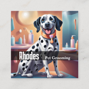 Cartão De Visita Quadrado Feliz Cachorro Dalmaciano Pet Atende Pet