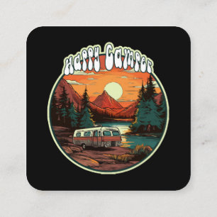 Cartão De Visita Quadrado Feliz Camper