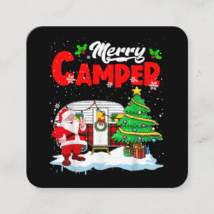 Cartão De Visita Quadrado Feliz Camper Papais noeis de Natal Acampamento Cam