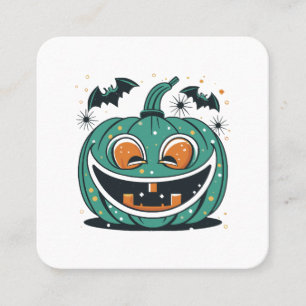 Cartão De Visita Quadrado Feliz Halloween! Esculpa uma Abóbora!