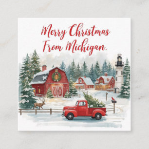 Cartão De Visita Quadrado Feliz Natal de Michigan – Inverno Aconchegante 