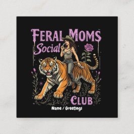 Cartão De Visita Quadrado Feral Mamãe Social Club | Presente Gráfico de Tend