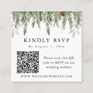 Cartão De Visita Quadrado Feriado de Natal EVERGREEN Código QR de inverno RS