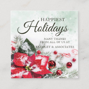 Cartão De Visita Quadrado Férias de Natal da Elegante Red Poinsettia