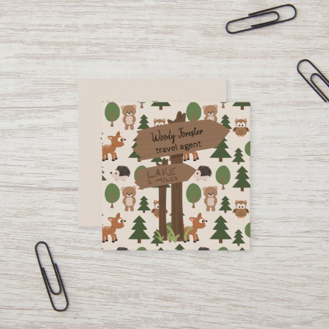 Cartão De Visita Quadrado Férias rústicas bonitos do agente de viagens (Frente/Verso In Situ)