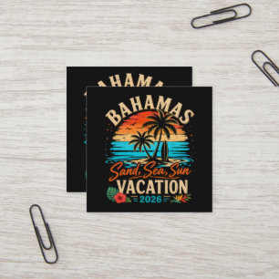 Cartão De Visita Quadrado Férias Sol Areia Mar Bahamas 2026