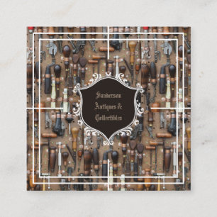 Cartão De Visita Quadrado Ferramentas de Vintage do Coleções Antiques