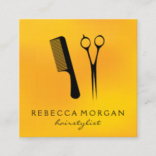 Cartão De Visita Quadrado Ferramentas Hairstylist