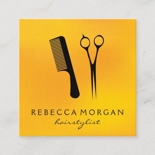 Cartão De Visita Quadrado Ferramentas Hairstylist (Frente)