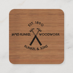 Cartão De Visita Quadrado Ferramentas LOGOTIPO de Hammer Negro Construção de