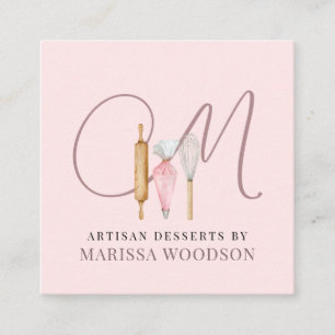 Cartão De Visita Quadrado Ferramentas para padeiros de pastelaria de cozinha