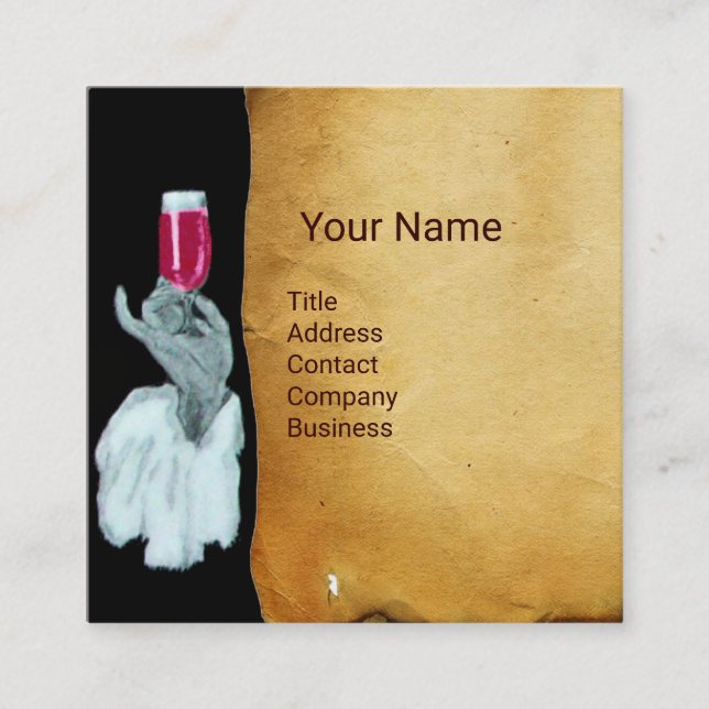 CARTÃO DE VISITA QUADRADO FESTA DE PROVANDO DE VINHO SOMMELIANTE, SELO DE CE (Frente)