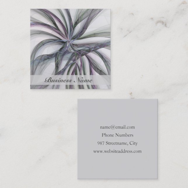 Cartão De Visita Quadrado Filigree aciona Fractal Abstrato Swing Moderno (Frente/Verso)