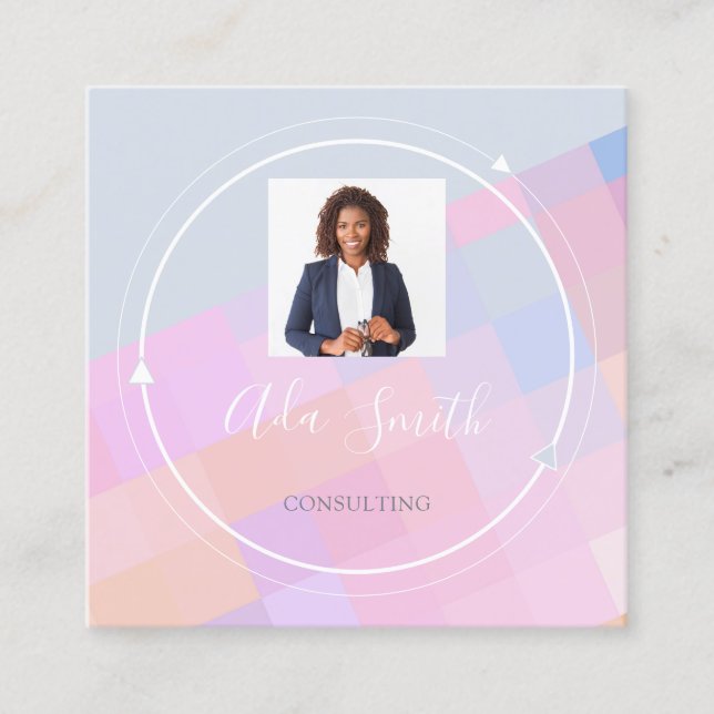 Cartão De Visita Quadrado Financiamento personalizado de consultoria de foto (Frente)