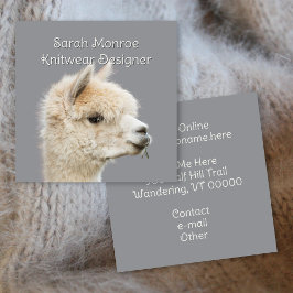 Cartão De Visita Quadrado Fio de fibra de alpaca branca