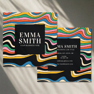 Cartão De Visita Quadrado Fitas Arco-Íris Retroativas