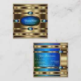 Cartão De Visita Quadrado Flashy Dourado com Padrão Marble de Gradiente de T