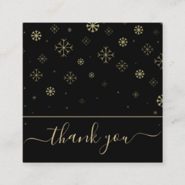 Cartão De Visita Quadrado Flocos de neve elegantes Obrigado Cliente Preto Mo