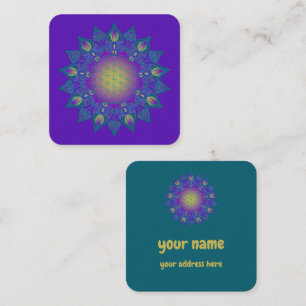 Cartão De Visita Quadrado Flor Da Vida - Índia Mandala 3
