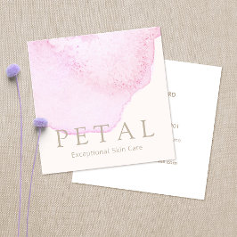 Cartão De Visita Quadrado Flor De Aquarela Rosa Elegante Petal Cuidados De P