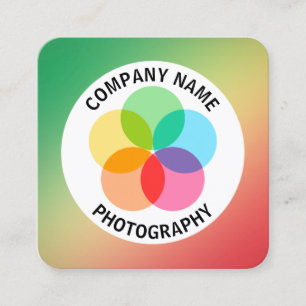 Cartão De Visita Quadrado Flor de Filtro - Gradiente Grn, Yellw, Vermelho