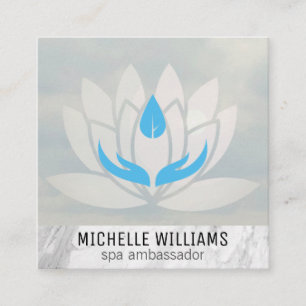 Cartão De Visita Quadrado Flor de Lotus  Dia Spa  Terapêutica de Massagem