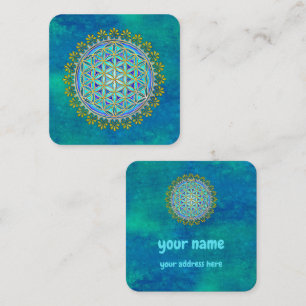 Cartão De Visita Quadrado Flor De Vida - Vintage Blossom Ornações 1