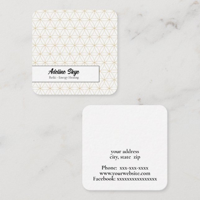 Cartão De Visita Quadrado Flor do design de Vida (Frente/Verso)