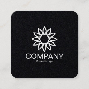 Cartão De Visita Quadrado Flor Geométrico 01 - Preto